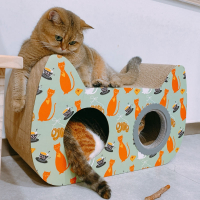 武速达猫抓板一体猫窝猫咪猫爪板耐抓耐磨纸箱屋纸盒瓦楞纸用品
