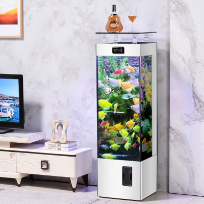 米妮家用客厅落地免换水懒人生态鱼缸水族箱高清玻璃金鱼缸2022年新款