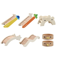米妮仓鼠爬梯拱桥胡萝卜木质玩具楼梯榉木碗装饰造景用品宠物窝