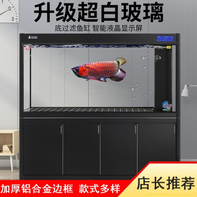 米妮鱼缸大型超白鱼缸客厅小型底滤生态鱼缸新款鱼缸水族箱龙鱼缸