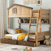 定制木儿童高低床曼莎佳人两层子母床母子上下铺床双层多功能大人现代简约