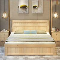曼莎佳人木床双人床抽屉储物床现代简约1.8米1.5米大床单人1.2家具
