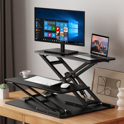 手逗站立升降桌笔记本电脑支架折叠办公桌桌面工作台升降台电脑桌 S6 PRO