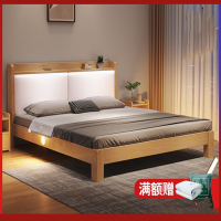 时光旧巷木床现代简约1.8米双人储物床经济型1.5米单人床出租房简易床架