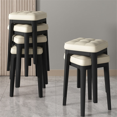 手逗家用餐椅北欧简约现代可叠放轻奢软包凳子餐桌椅子客厅塑料高板凳