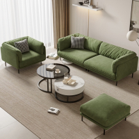 知渡极简小户型沙发意式客厅现代休闲可拆洗网红麂皮绒双三人布艺沙发