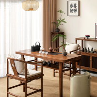 手逗新中式阳台休闲木喝茶桌椅组合书桌一体现代简约小型泡茶台家用