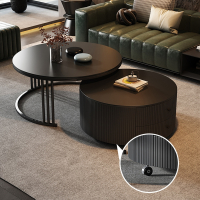 知渡岩板茶几客厅家用2024新款轻奢现代简约小户型高级黑色圆形茶几桌