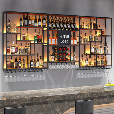 知渡酒吧吧台酒架酒柜靠墙壁挂式餐厅铁艺展示架葡萄酒红酒架子置物架