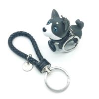 哈士奇+皮绳(黑)|柴犬钥匙扣挂件女可爱情侣车钥匙链一对小狗狗公仔书包包挂饰送礼