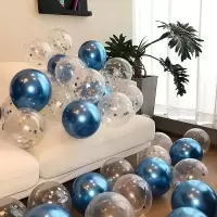 银亮片+蓝 100个气球(无赠品)|气球装饰生日布置加厚金属气球亮片气球生日装饰场景布置