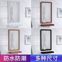 免打孔浴室太空铝镜子带置物架贴墙自粘壁挂厕所卫生间洗手间镜子