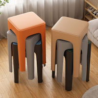 藤印象塑料凳子家用可叠放加厚软包方凳简约现代高凳子客厅餐桌椅子板凳