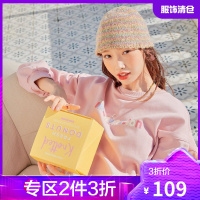 韩都衣舍宽松韩版卫衣女2021春新款印花设计感闺蜜款上衣女DM0155
