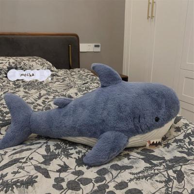 蓝白玩偶 网红可爱鲨鱼睡觉抱枕毛绒玩具靠垫沙发床上抱着玩偶布娃娃礼