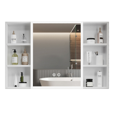 太空铝轻奢浴室镜柜带置物架镜子卫生间洗手间悬挂式储物壁挂