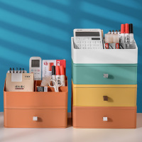 睿虎桌面收纳盒塑料抽屉式化妆品置物架办公书桌文具整理多层储物小柜