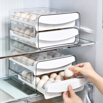 睿虎鸡蛋盒冰箱收纳盒双层抽屉式保鲜盒收纳盒可叠加鸡蛋盒