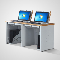 港迪豪翻转电脑桌半嵌入式隐藏桌电教室机房办公桌定制