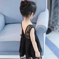 裙子女童夏装2020新款小女孩洋气裙子韩版公主连衣裙小童童装 蕾丝黑色 100