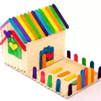 幼儿手工制作材料包diy 雪糕棒木条木片木棒沙盘创意建筑模型房子 [风车小房子]+胶水教程