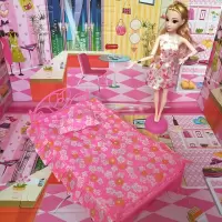 芭比娃娃双人床儿童公主女孩过家家玩具双人床2个30厘米娃娃睡觉 双人床不含娃娃