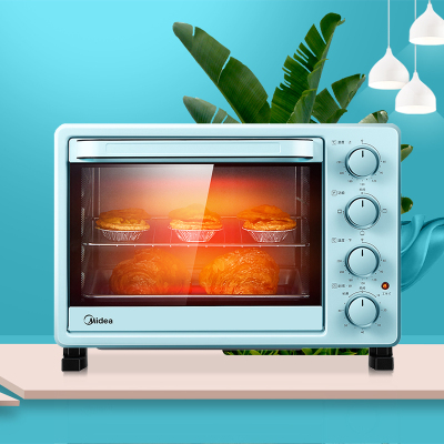 美的电烤箱家用烘焙迷你小型电烤箱多功能全自动25L台式蛋糕烤箱