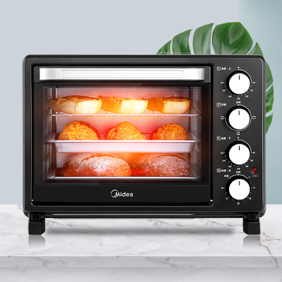 黑色 美的电烤箱家用烘焙迷你小型电烤箱多功能全自动25L台式蛋糕烤箱