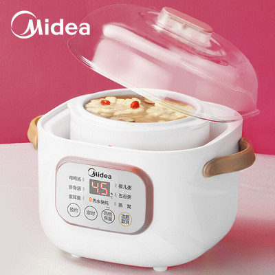 [0.8L]白瓷 I 隔水柔炖 美的(Midea)电炖锅电炖盅煮粥锅双炖锅炖汤锅4.2L 多功能锅陶瓷智能预约隔水炖