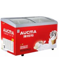 Aucma/澳柯玛雪糕柜冰淇淋展示冰柜商用冷冻冰箱卧式岛柜 红色