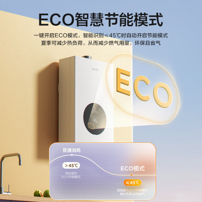 美的出品华凌燃气热水器智能变频恒温强排式热水器家用ECO节能省气6重安防全水路自洁净化天然气 华凌智能节能-13升