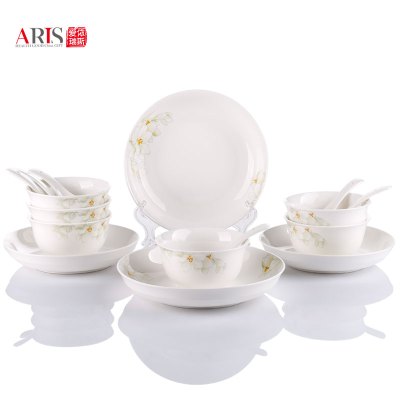 爱依瑞斯ARIS唐山陶瓷餐具16件套AS-1616A白玉兰碗盘碟套装