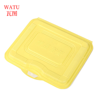 瓦图(WATU) 一次性四格餐盒 四格连体带盖 外卖打包饭盒 黄白 22*19*5cm 1000ml 50个装