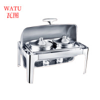 瓦图 加厚不锈钢 自助餐炉 酒店餐具 方形保温炉 翻盖 全钢盖双汤炉8升
