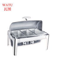 瓦图 加厚不锈钢 自助餐炉 酒店餐具 方形保温炉 翻盖 全钢盖三格加深13.5升