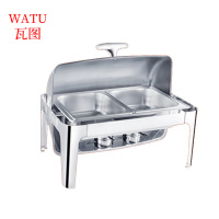 瓦图 加厚不锈钢 自助餐炉 酒店餐具 方形保温炉 翻盖 全钢盖双格加深13.5升