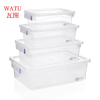 瓦图 塑料标示盒 冰箱保鲜盒 标签透明带盖 密封分类盒 340*230*110 1个装