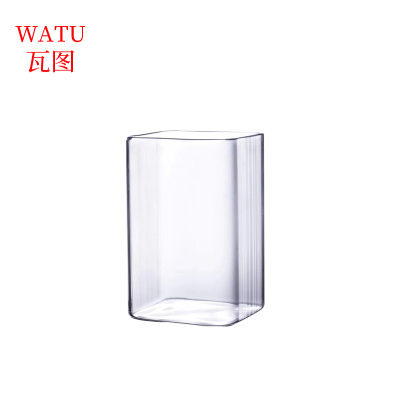 瓦图 高硼硅玻璃杯 透明方形杯 果汁杯 咖啡杯 矮款无标 240ml 10个装