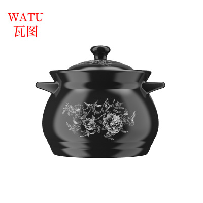 瓦图 砂锅炖锅 燃气煲 汤锅 耐高温陶瓷3-5人使用 4L 1个装