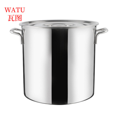 瓦图 电磁炉用 不锈钢汤桶 30cm *30cm 圆桶带盖汤锅 1个装