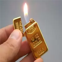 超薄精美金砖金条打火机创意金块气体充气个性火石砂轮打火机 明火砂轮