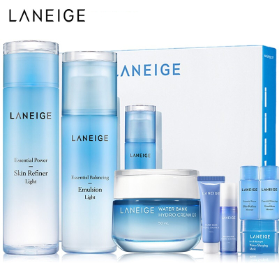 兰芝(Laneige) 水库凝肌水乳精华护肤套装清爽型(水200ml+乳120ml+面霜50ml+睡眠面膜)