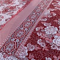 线毯床单纯棉单件农村大土炕单3米老粗布榻榻米厚双人床单沙发巾|红+白牡丹花 长2.4米宽2.3米加厚(含须)