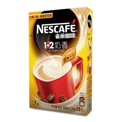 雀巢（Nestle）咖啡 速溶 1+2 奶香 微研磨 冲调饮品 7条105g 蔡徐坤同款