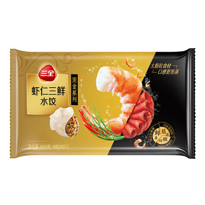 三全黑金系列虾仁三鲜水饺600g