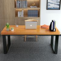 实木电脑桌简约现代铁艺办公桌家用台式书桌会议桌复古写字桌子台