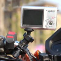 自行车摩托车载DV相机摄像机行车记录仪铝合金螺丝口云台支架 银色铝合金款