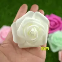 仿真PE玫瑰花头5层仿真泡沫玫瑰花朵直径6.5cm假花花球材料 白色 100朵