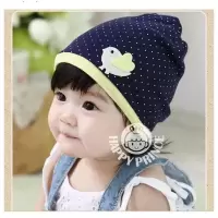 婴儿帽子 双层秋冬宝宝帽子纯棉儿童帽子男女童0-1-2岁幼儿套头帽 红色小熊 0-3岁 S