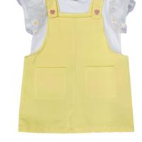 女童套装夏装2021新款韩版洋气儿童夏季女宝宝背带裙套装两件套夏 背带裙黄 80